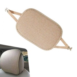 DACIRTY 2 PCS Car Seat Headrest Protective Cover, Sweat Absorbent Breathable Linen Microfiber Leather Soft Skin Friendly Headrest Cover, Four Seasons, Elastic Band Snap Mounting Fittings (Beige)