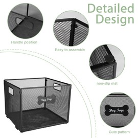 Lolytama Metal Dog Toy Box 2pack Dog Toy Basket-Wire Mesh Basket-Cute Pawprint Dog Bone-Pet Accessory Rust-Resistant Finish-for Cat & Dog Toy Organization & Storage