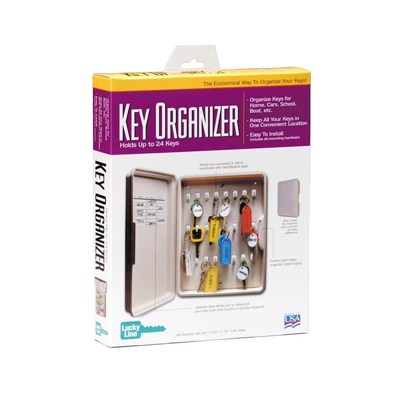 Lucky Line Key Organizer 24 Hook Cabinet, NON-LOCKING, Beige (61000)