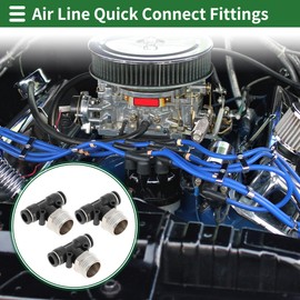 HOPESPANNER Push to Connect Air Fittings 5/16" t Type Air Line Quick Joint Plastic Metal 1/2" BSPT 3 Pcs Black Silver Tone