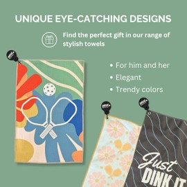 ONISSI Magnetic Pickleball Towel with Clip| Microfiber Pickleball Towels for Sweat|Trendy Pickleball Towels for Women Men| Pickleball Gifts for Pickleball Lovers| Pickleball Accessories (Color Splash)