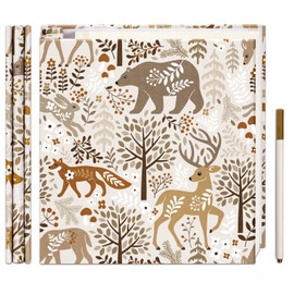 Vienrose Photo Album Scrapbook with Writing Space 4X6 8X10 Self Adhesive Pages - Linen Cover with Forest Fiesta Design, Perfect for Baby and Family Memories