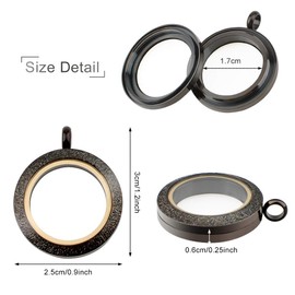 WANDIC Photo Charms 4 Pieces Black Stainless Steel Round Memory Locket Pendant Bridal Wedding Bouquet Charms for Photo or Wedding 25mm