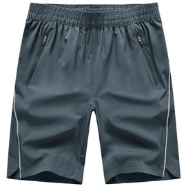 TBMPOY Pantalones cortos de correr para hombre, ligeros, de secado rápido, con bolsillos con cremallera, C16-cool Grey, Small