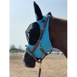 TGW RIDING Horse Fly Mask Super Comfort Horse Fly Mask Elasticity Fly Mask with Ears We Only Make Products That Horses Like (Pacific Blue, M)