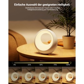 Bonsery Bedside Lamp, Set of 2, LED Bedside Lamp, Touch Dimmable with Remote Control, Wireless Table Lamp with RGB Colour Changing, Round Night Lamp with Timer & Memory for Living Room, Children's