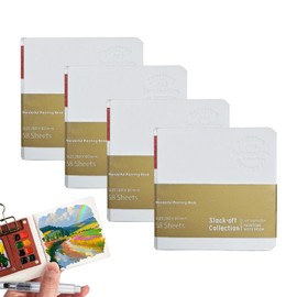 4 Pack Mini Watercolor Sketchbooks,3.15" x 3.15",300gsm,Pocket Size for Artists & Students – Paint with Water Color, Colored Pencil, Acrylic Marker,and Pastel,Perfect for Travel & Outdoor Sketching