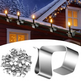 100 Pcs Lights Gutter Hook Clips for Hanging Outdoor Holiday Galvanized Lights Roof Hooks Christmas for Outside String Gutter Hangers Outdoor Seasonal Lighting for Halloween Xmas Decor (21 x 14.5 mm)