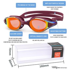 Kvadouly Anti Fog Swim Goggles for Men, Women & Teenagers - Comfortable, Leakproof, UV Protection, Adjustable Swim Goggles for Adults, Ideal for Swimming, Diving, and Water Sports