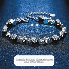 SENLINLU Four Leaf Clover Bracelet Sterling Silver Bracelet for Women 925 Sterling Adjustable Friendship Link Bracelet Layered Bracelets for Womens Girls