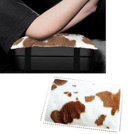 SuperKaKa Furry Cow Print Armrest Cover for Car, Plush Cute Center Console Pad Cars Interior Accessories for Women Men,Protector Fit Most Auto Vehicle, SUV, Truck Arm Rest Box(Black+White)