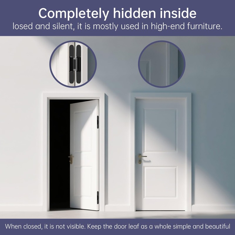 4-Pack 7 inch Hidden Hinges for Doors Invisible Hinges Concealed