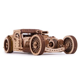 Wood Trick Hot Rod Wooden Model Car Kit to Build - Rides up to 32 feet - Detailed - 3D Wooden Puzzles for Adults and Kids to Build - Engineering DIY Mechanical Wood Model Kits for Adults