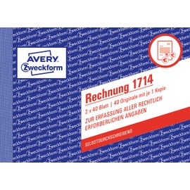 AVERY Zweckform 1714 invoice (DIN A6 landscape, especially for Austria), 2 x 40 sheets | 40 originals, each with a copy in yellow