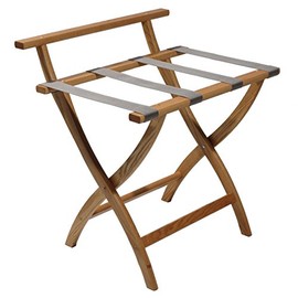 Wooden Mallet WallSaver Luggage Rack,Grey Straps, Light Oak