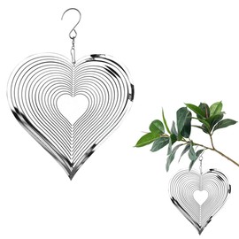 Zasvec Heart Wind Chimes Stainless Steel 1 Piece Stainless Steel Decorative Wind Chime Metal Wind Chime Heart Wind Chimes for Outdoor Hanging Wind Chime Spiral Wind Chimes for Garden Decoration for
