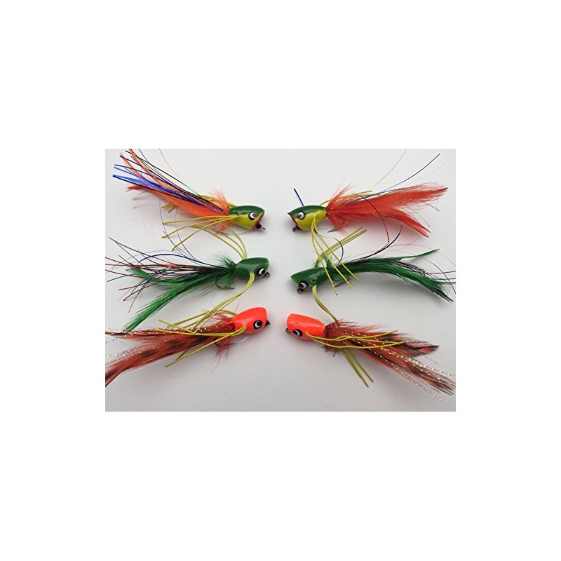 Fly Fishing "JAZZY POPPERS" Selection, set of 6 Flies size