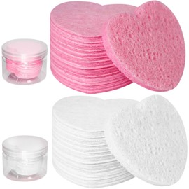 50 esponjas faciales para limpieza en forma de corazón esponjas faciales comprimidas reutilizables fuerte absorción de agua almohadillas desmaquillantes de celulosa de secado rápido