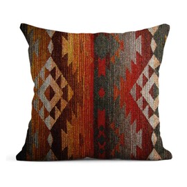 HODKHNO Throw Pillow Covers 18x18 Inch Aztec Navajo Orange Red Grey Tribal Home Decor Pillowcase Cushion Case Lumbar Pillow Cover for Couch Bed Sofa