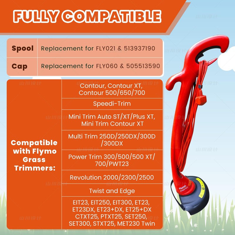 Flaveano Strimmer Wire for Flymo Grass Trimmer, 6 Strimmer Spools