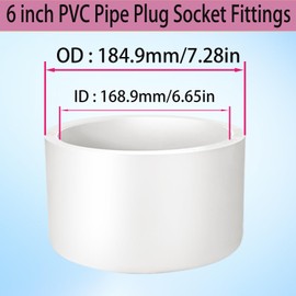 6 inch PVC Pipe Plug Socket Fittings, Pipe End Cap Plug, for Building PVC Furniture DIY Garden Shelf, Schedule 40