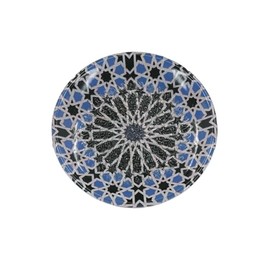 Kaladia Ceramic Grating Plate/Ceramic Slicer - Ideal for Ginger, Parmesan etc. - with Black & Blue Stars - Diameter: 12 cm - Handmade & Hand Painted - Made in Spain