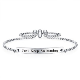 Jzxwan Just Keep Swimming Bracelet Inspiration Gifts for Women Girls Female Swimmer Jewelry