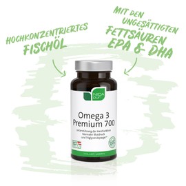NICApur Omega 3 Premium 700 - Omega-3-Fettsäuren EPA + DHA - 60 Kapseln