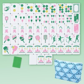 Cuffbow Dinkball-Themed Engraved American Mahjong Tile Set 160 Quality White Tiles (1.2 Inch, Tiles Only) Mini American Mahjong Game Set for Ideal Gifts, No Additional Accessories(Green)