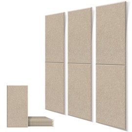 DrKlang 6 Pack Acoustic Panels,Decorative Sound Absorbing Panels, Great to Reduce Echo and Noise for Home and Office - Light Tan
