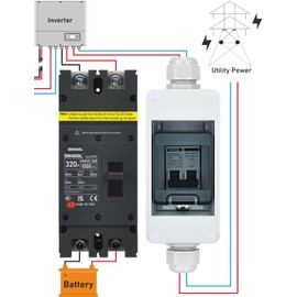 DIHOOL 320 Amp DC Circuit Breaker,2P 1000V 20kA Breaking Capacity Battery Disconnect Switch with Thermal Magnetic Trip for Solar, UPS, Battery