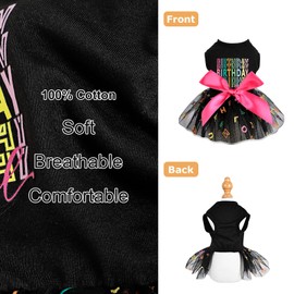 Dog Birthday Outfit: Colorful Alphabet Mesh Dresses, Summer Tutu Princess Pet Puppy Clothing, XS, Black