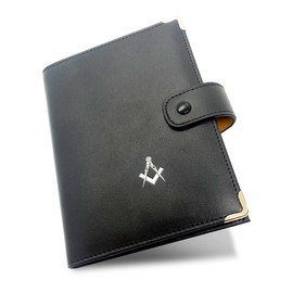 The Masonic Collection - Soft Faux Leather Ritual Book Cover - Black Colour - Square and Compass Design - A Perfect Gift Accessory for Freemason Men