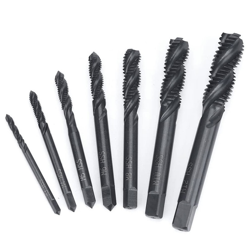 Saipor 7pcs Nitriding Coated Spiral Screw Thread Tap HSS 6542