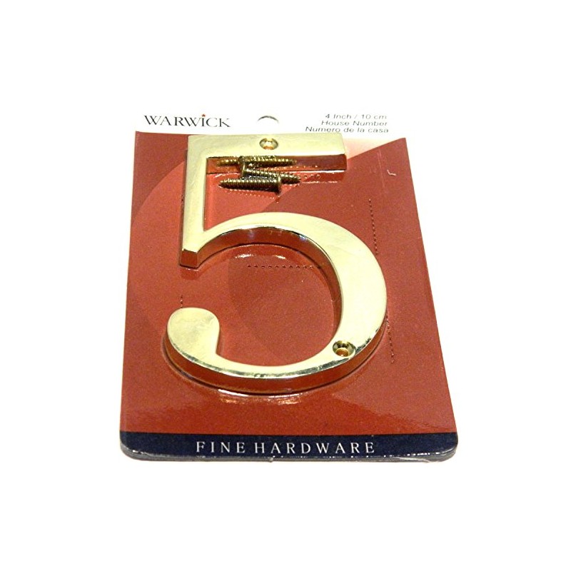 Polished Brass 4" House Address Number (5)