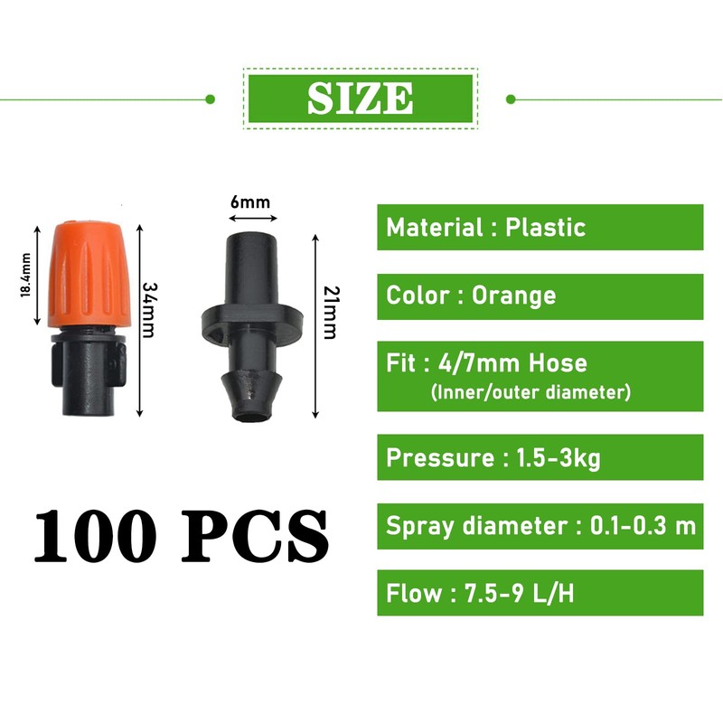 DLBX Orange Micro Sprinkler Watering Device with Two Way Connector,