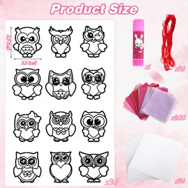 36 Pcs Paper Suncatchers Kit, Valentine's Day DIY Suncatcher Paper Crafts for Kids, Stained Glass Effect Tissue Paper Suncatcher Craft, Window Art and Crafts for Party Favors Kids Classroom Decor(Owl)