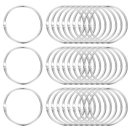 PATIKIL 2.2" x 2.4" Loose Leaf Binder Rings, 60 Pcs Metal Book Rings Nickel Keychain Ring for Paper Index Cards Flash Card Notebook Rings Office Home Book Binder, Silver Tone