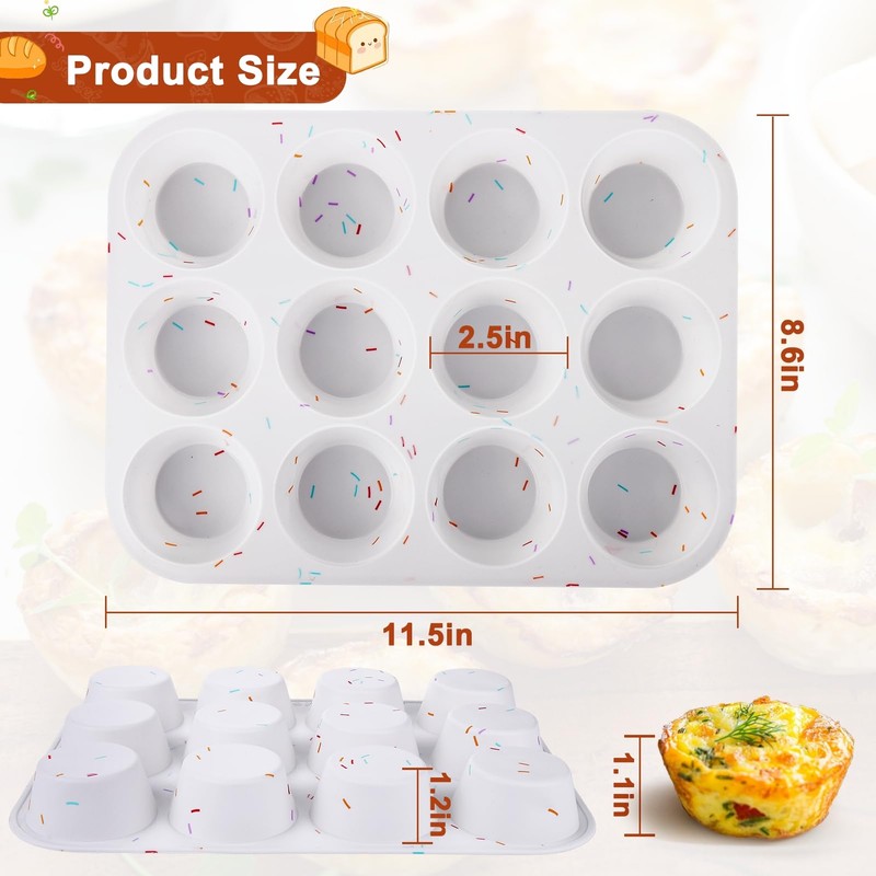 Juome Silicone Egg Bite Molds - 12 Cups Silicone Muffin