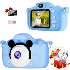 Kids Camera, 2.0 Inch Screen 1080P HD Kids Digital Camera with 32GB Card and Reader, Selfie Childrens Camera for Kids Age 3-13 Years Old Boys and Girls Birthday Christmas Kids Toy