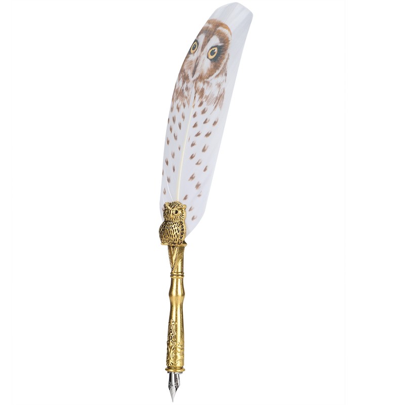 Dip Calligraphy Pen Set Owl Feather Pen Lacquer Stamp Vintage