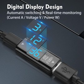 YACSEJAO 2 Pcs 10Gbps USB C to USB A Adapter with Digital Display, USB 3.2 Type C Female to Type A Female Converter, Dual Sided Fast Charging & Data Transfer