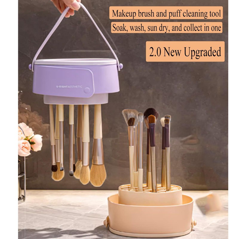 Makeup Brush Cleaner Mat,3 in 1 Upgraded Foldable Silicone Makeup