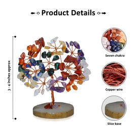 Chakra Tree of Life - Crystal Tree - Crystals and Stones - 7 Chakra Crystals - Aesthetic Room Decor - Feng Shui Money Tree - Home Office Decor - Spiritual Gifts for Women