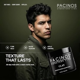 Pacinos Pasta Para El Cabello Con Arcilla Signature Line: Cera Para Peinar De Larga Duración Con Fijación Firme Para Todos Los Estilos De Cabello, 4 Oz 4 Onzas (Paquete De 1)