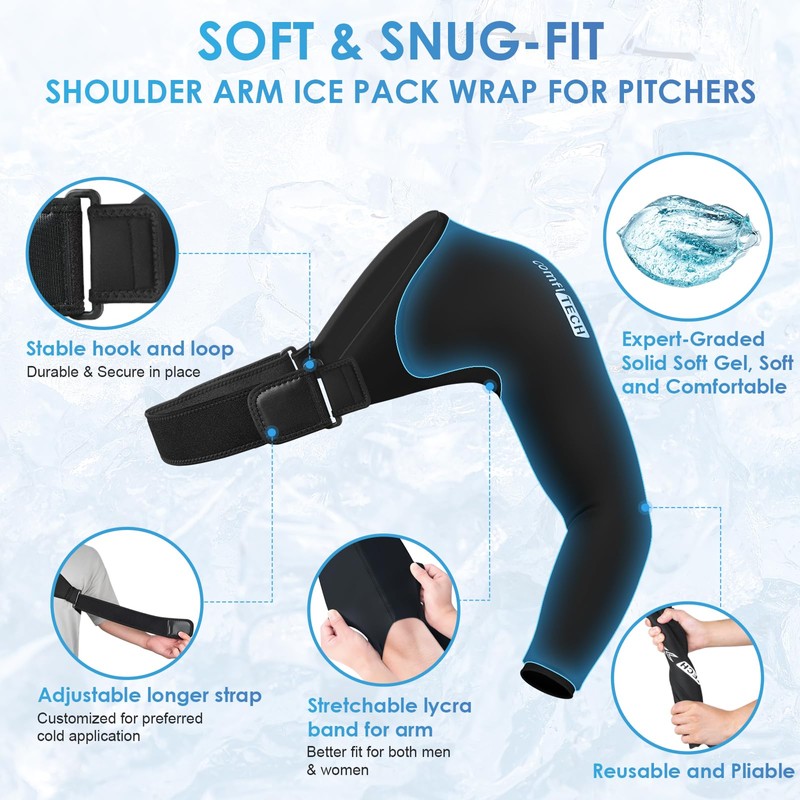 Comfitech Shoulder Arm Ice Pack Wrap for Pitchers, Ice Arm