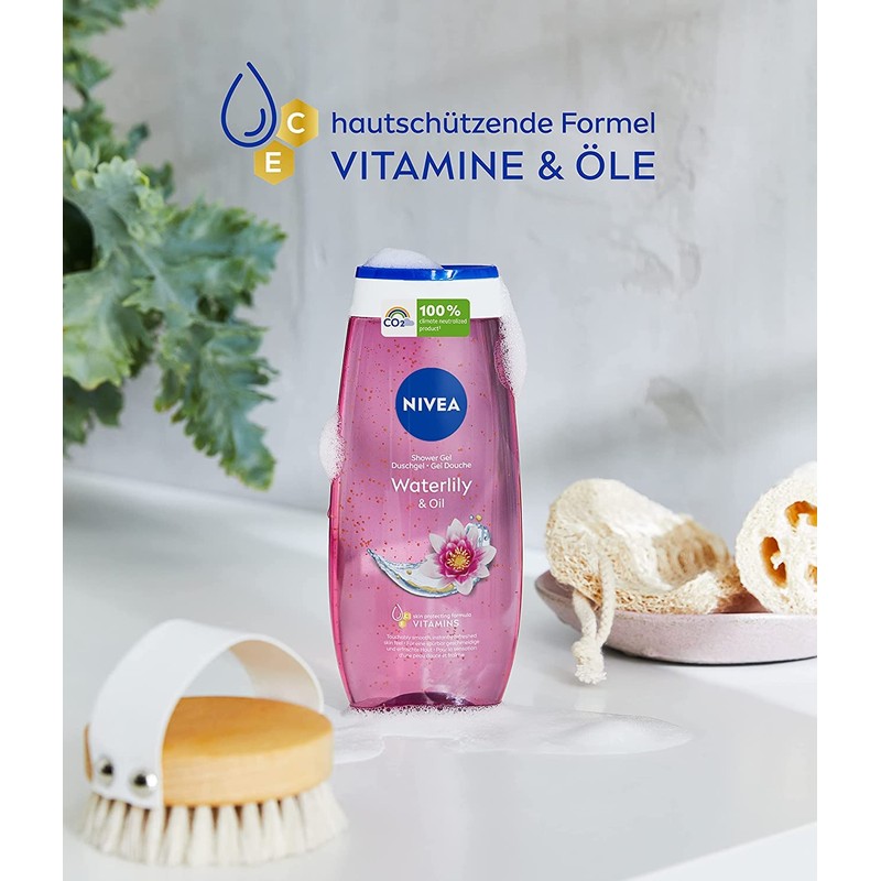 NIVEA Waterlily & Oil Duschgel (250 ml), pH-hautneutrale Pflegedusche mit
