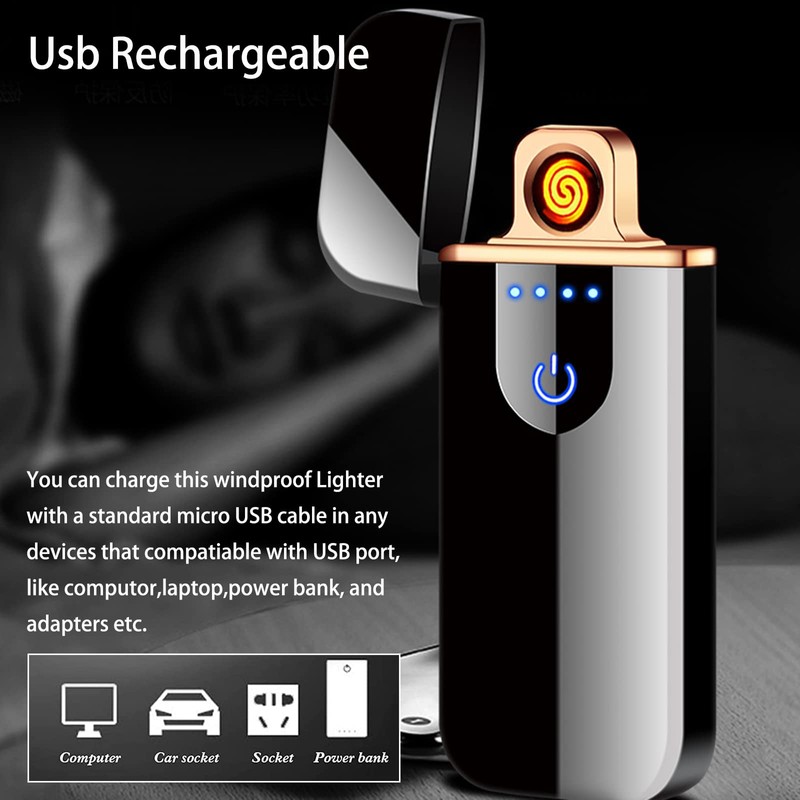 Electronic Lighter, Smart Electric Lighter, Mini USB Rechargeable Lighter Touch