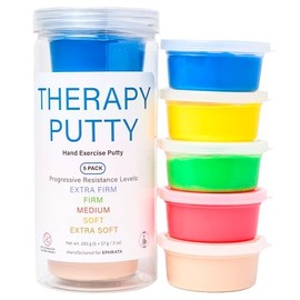 Hand Exercise Therapy Putty Set by EPHRATA – 5 Resistance Levels for Grip Strength & Dexterity – Non-Toxic Training Putty
