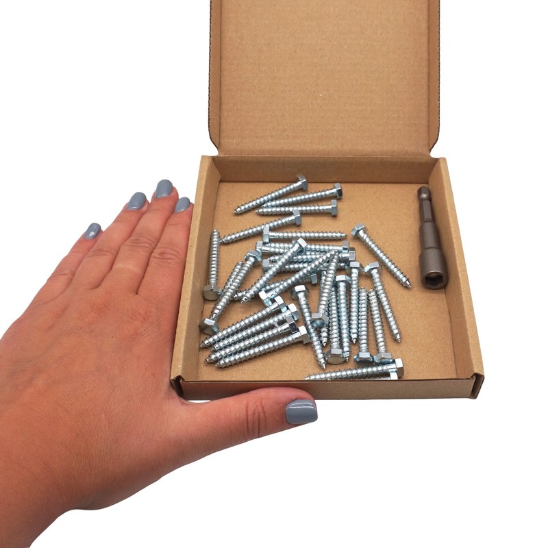 SKIR'CO (30 pcs) DIN 571 Zinc Plated Steel Hexagon Wood
